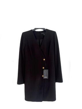 Black Long Sleeve Blazer Dress with Gold details Size: 6 NWT